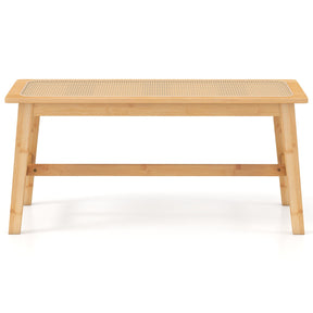 100cm Bamboo Dining Bench with Handwoven Rattan Seat