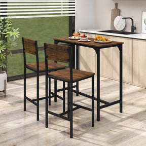 3 Piece Bar Table & Chair Set, Kitchen Table w/ 2 Bar Stools