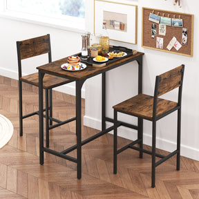 3 Piece Bar Table & Chair Set, Kitchen Table w/ 2 Bar Stools