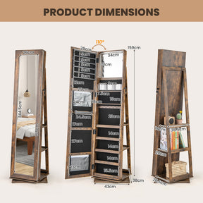 360° Swivel Jewelry Armoire, Standing Jewelry Organizer with Full Length Mirror
