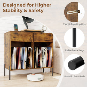 Record Player Stand w/ Power Outlets Vinyl Record Storage Turntable Display