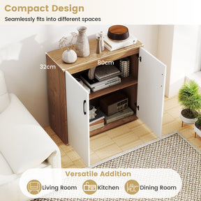 2-Door Storage Cabinet, Credenza Buffet Cabinet with 5-Postition Adjustable Shelf