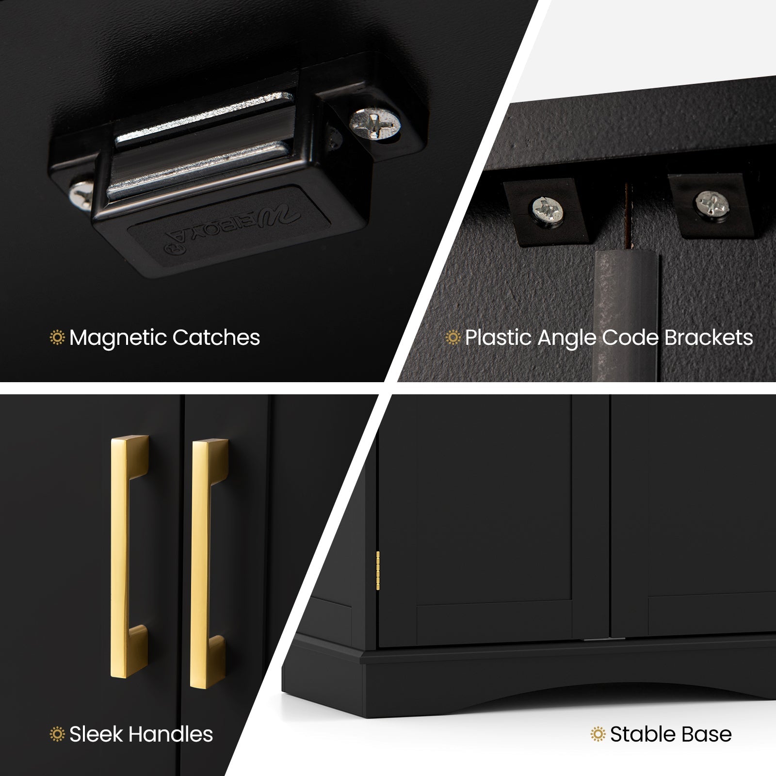 Bathroom Floor Storage Cabinet, 80cm Freestanding Cupboard Buffet Cabinet