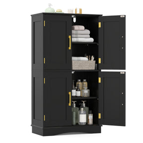 110 cm Freestanding Pantry Cabinet with 4 Doors and 2 Adjustable Shelves