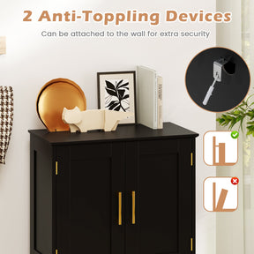 110 cm Freestanding Pantry Cabinet with 4 Doors and 2 Adjustable Shelves