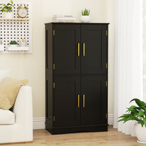 110 cm Freestanding Pantry Cabinet with 4 Doors and 2 Adjustable Shelves