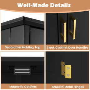 110 cm Freestanding Pantry Cabinet with 4 Doors and 2 Adjustable Shelves