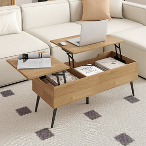Heavy-Duty Metal Frame Tea Table Center Table w/Hidden Compartments