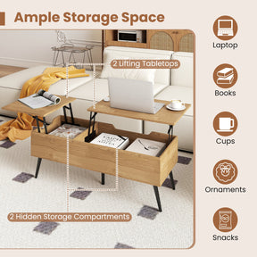 Heavy-Duty Metal Frame Tea Table Center Table w/Hidden Compartments