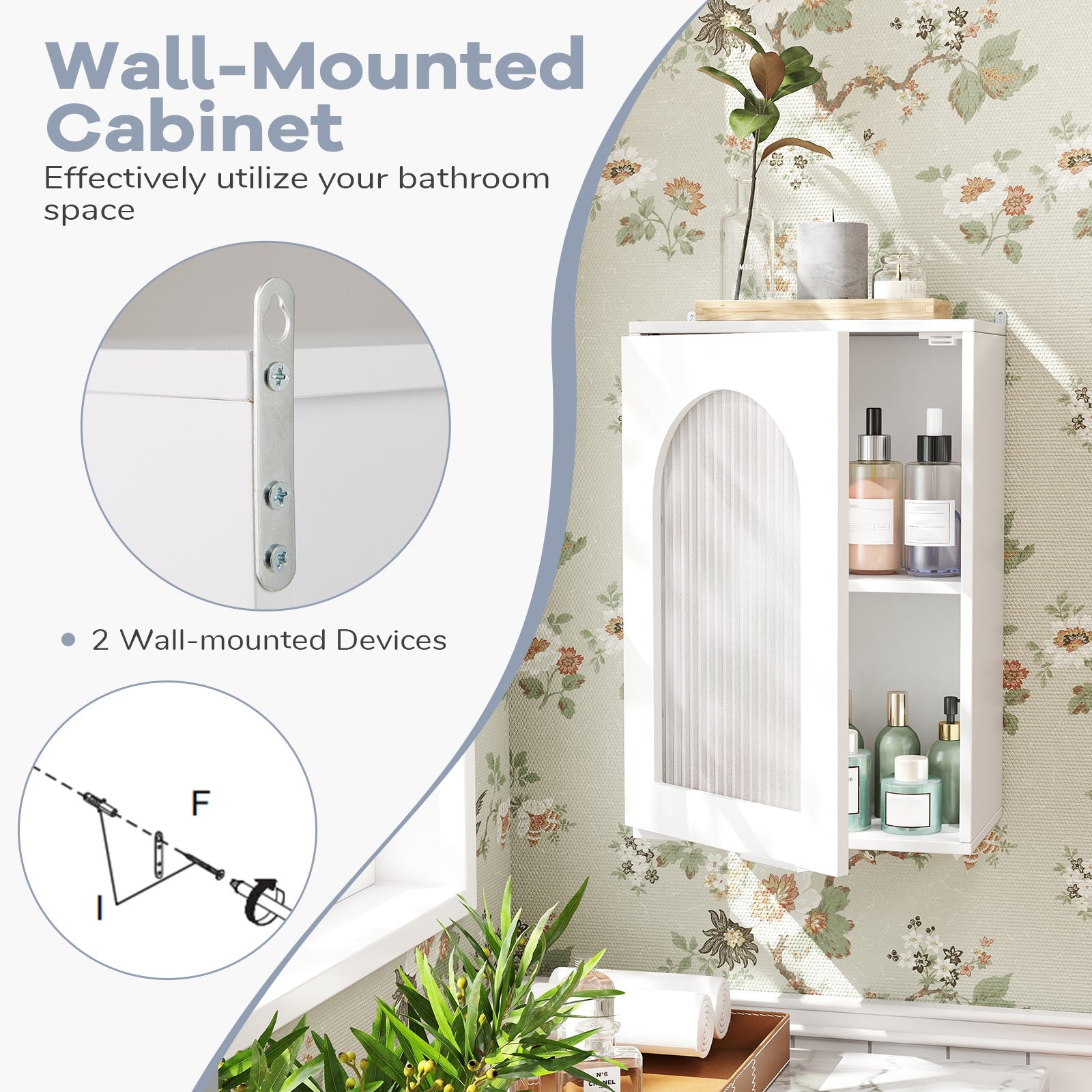 Medicine Cabinet with Tempered Glass Door & Adjustable Shelf