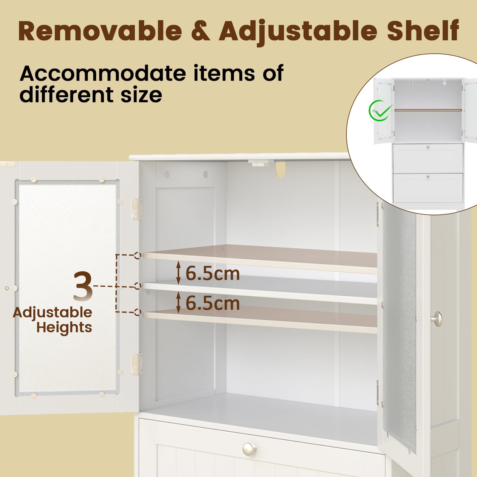 Bathroom Floor Storage Cabinet, Freestanding Cupboard Pantry