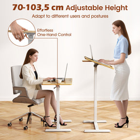 Mobile Over Bed Desk, Height Adjustable Standing Laptop Cart