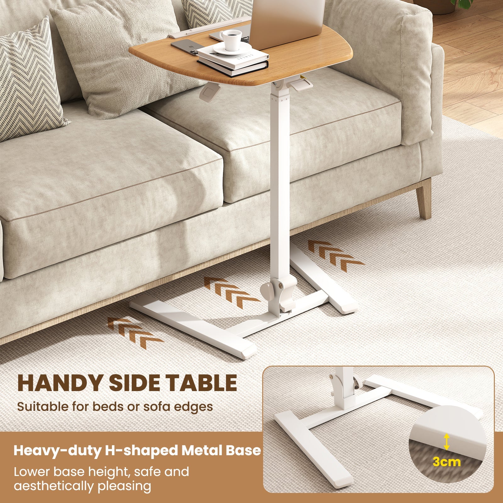 Foldable Mobile Standing Desk, Rolling Laptop Desk with 90° Tiltable Tabletop