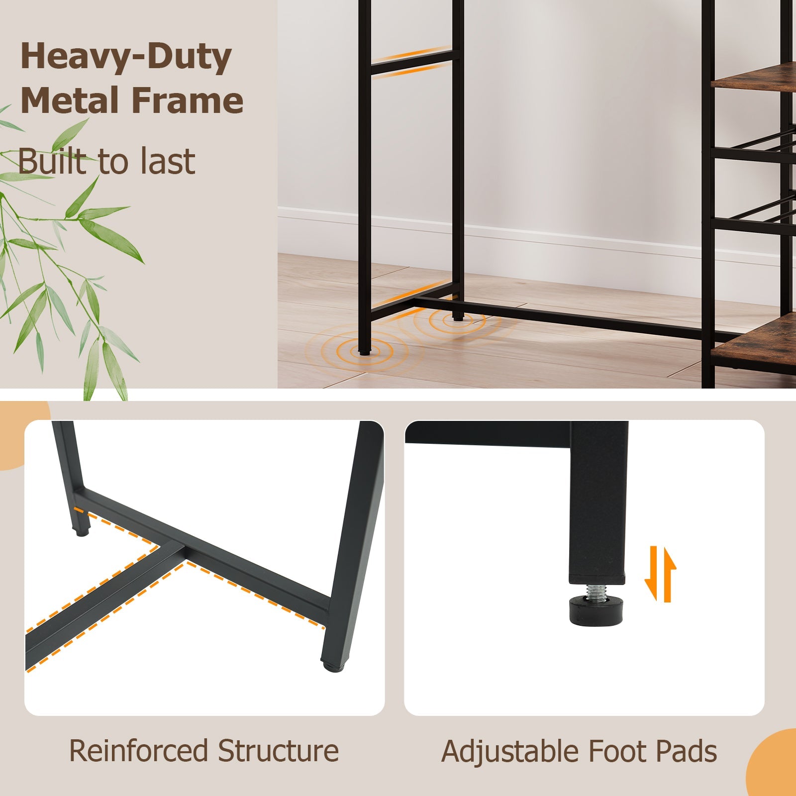 Long Bar Table, Bar Height Dining Table with Storage Shelves