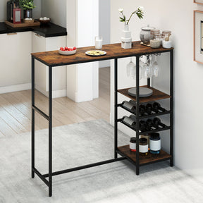 Long Bar Table, Bar Height Dining Table with Storage Shelves