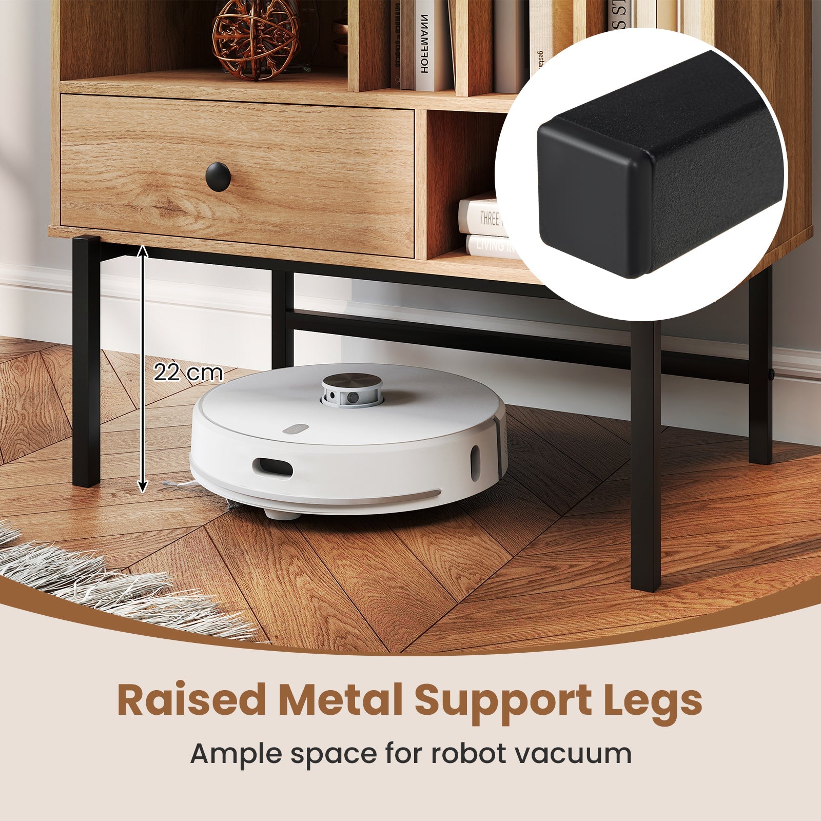 Large Record Player Stand with Open Compartments for Music Room