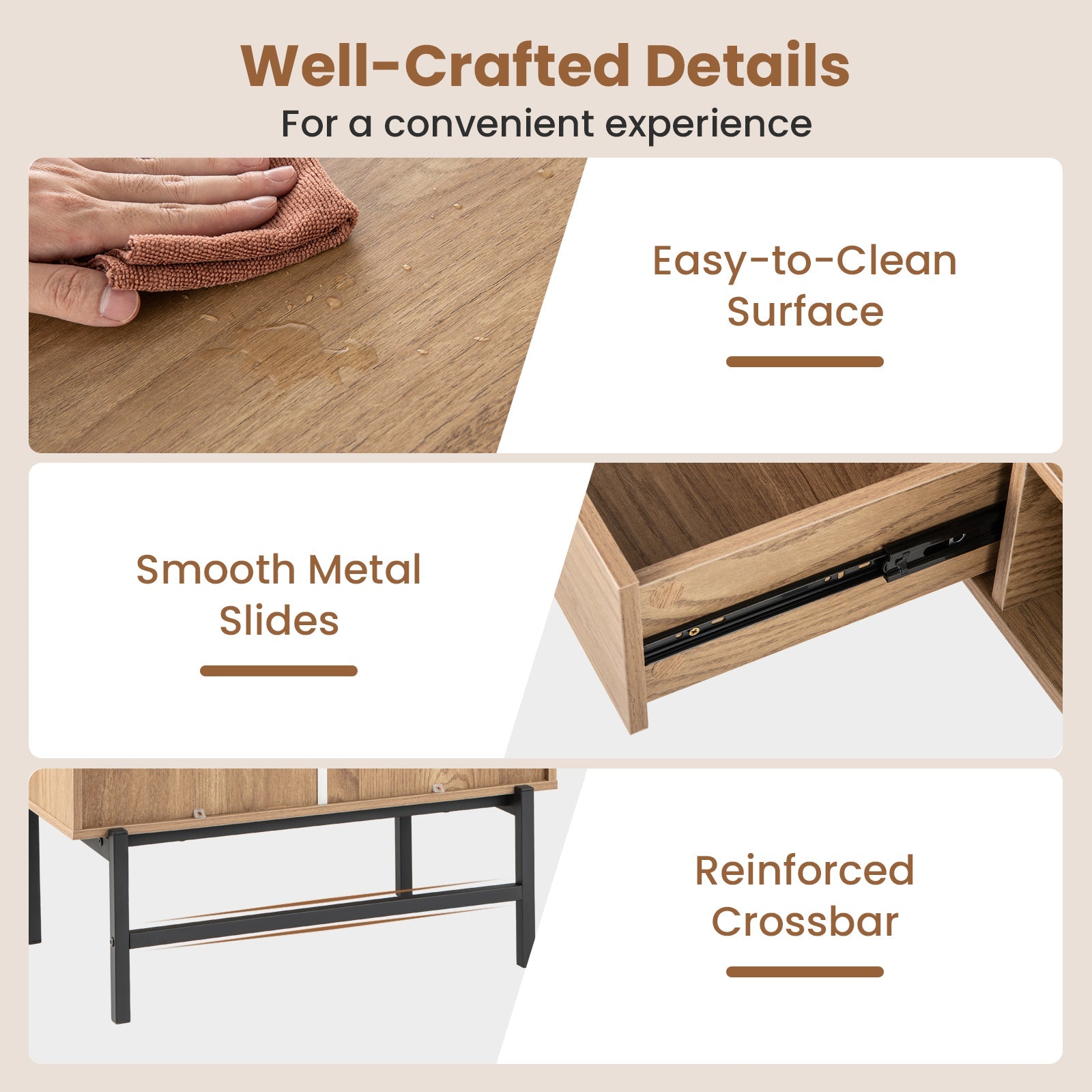 Large Record Player Stand with Open Compartments for Music Room