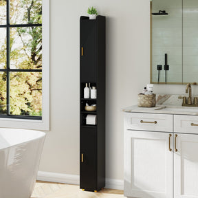 179 cm Tall Bathroom Cabinet, Narrow Storage Organizer with 2 Doors