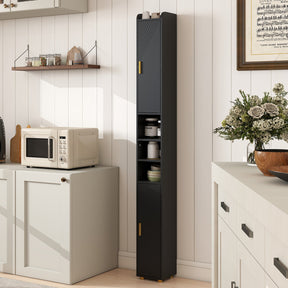 179 cm Tall Bathroom Cabinet, Narrow Storage Organizer with 2 Doors