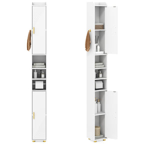 179 cm Tall Bathroom Cabinet, Narrow Storage Organizer with 2 Doors