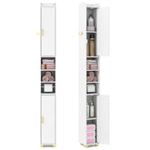 181 cm Tall Bathroom Cabinet, Narrow Storage Organizer w/ 3 Doors & Adjustable Shelves