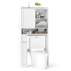 Over the Toilet Cabinet, Space-saving Bathroom Storage Organizer with Sliding Door