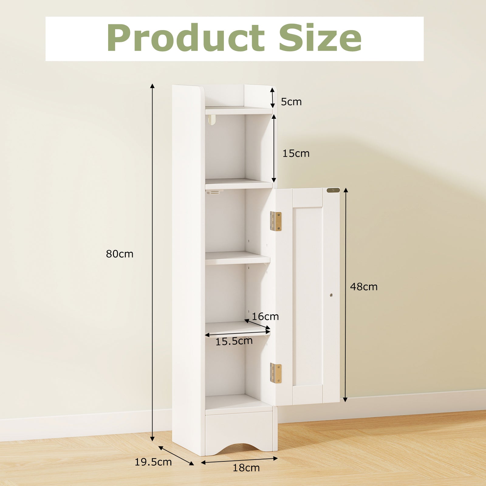 Bathroom Storage Cabinet with Door, Toilet Paper Holder Stand
