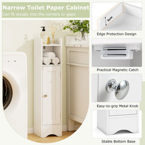 Bathroom Storage Cabinet with Door, Toilet Paper Holder Stand