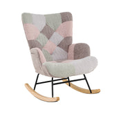 Nursery Rocking Chair Upholstered Boucle Fabric Nursing Armchair