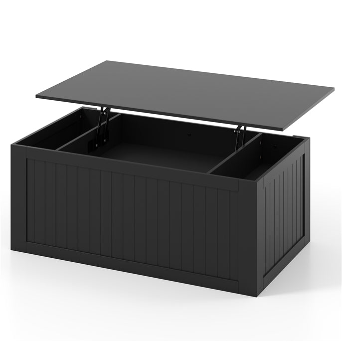 Lift Top Coffee Table, 120 cm Farmhouse Center Table with Barn Sliding Doors, Cabinets