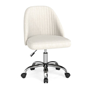 Office Chair, Modern Armless Desk Chair with Curved Backrest & Upholstered Seat