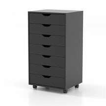 7-Drawer Storage Cabinet, Mobile File Organizer with 4 Universal Casters, Wooden Vertical Filing Dresser Chest on Lockable Wheels for Office, Study, Living Room, Bedroom