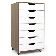 7-Drawer Storage Cabinet, Mobile File Organizer with 4 Universal Casters, Wooden Vertical Filing Dresser Chest on Lockable Wheels for Office, Study, Living Room, Bedroom