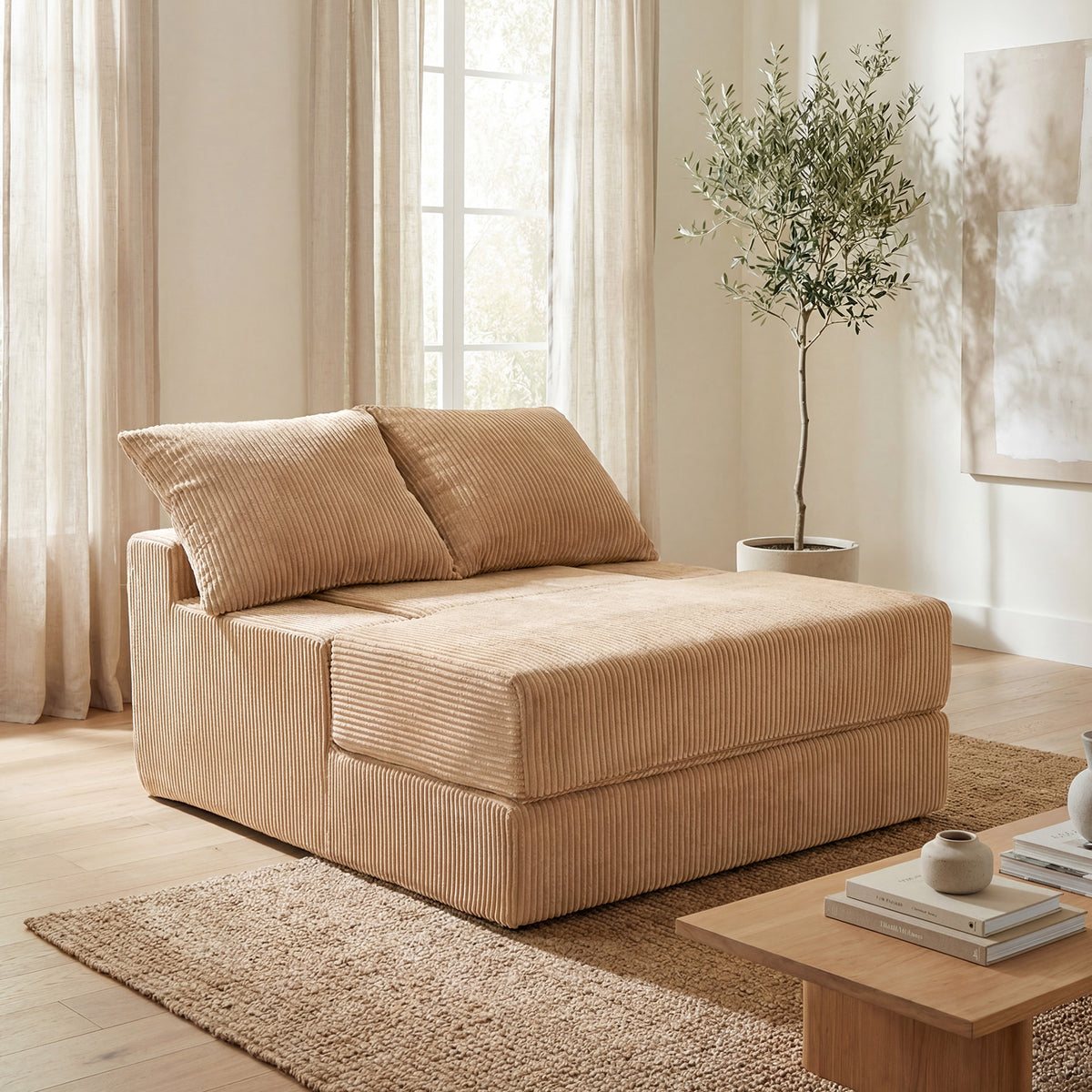 Folding Sofa Bed, Convertible Sleeper Chair with Dual Pillows, Back Support, Machine-washable Coral Fleece Covers, No Assembly, Comfy Floor Sofa Couch for Living Room Bedroom, Apartment