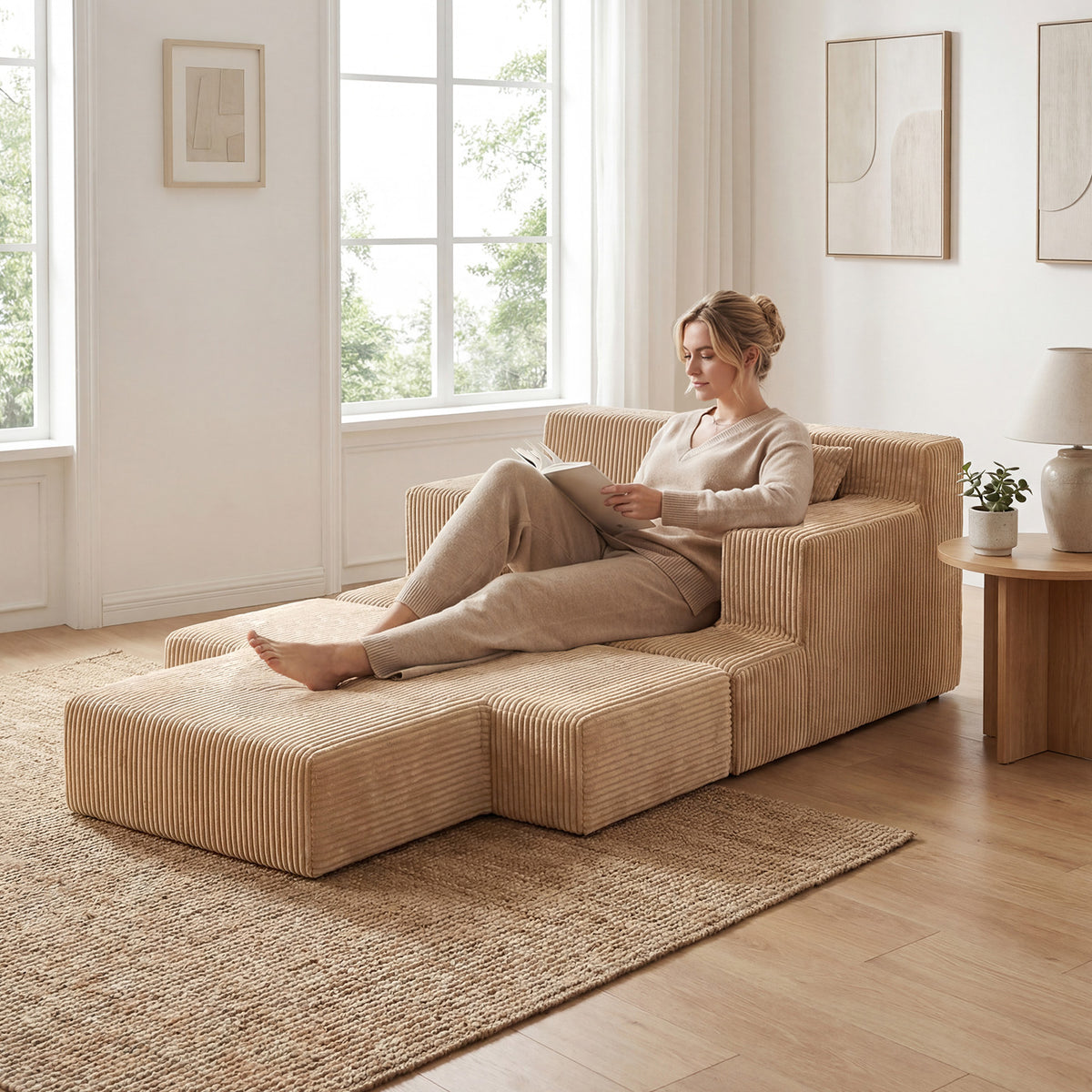 Folding Sofa Bed, Convertible Sleeper Chair with Dual Pillows, Back Support, Machine-washable Coral Fleece Covers, No Assembly, Comfy Floor Sofa Couch for Living Room Bedroom, Apartment