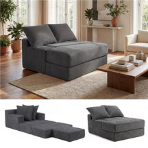 Folding Sofa Bed, Convertible Sleeper Chair with Dual Pillows, Back Support, Machine-washable Coral Fleece Covers, No Assembly, Comfy Floor Sofa Couch for Living Room Bedroom, Apartment