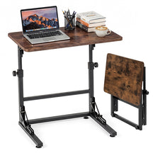 Folding C-Shaped End Table, Height Adjustable Sofa Side Table with Metal Frame