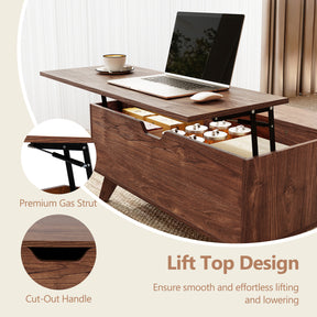Lift Top Coffee Table with Hidden Compartment for Living Room