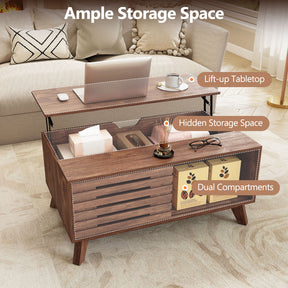 Lift Top Coffee Table with Hidden Compartment for Living Room