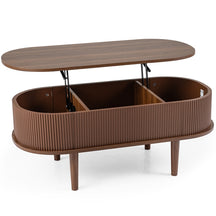 Oval Lift Top Coffee Table with Storage, Walnut/ Natural