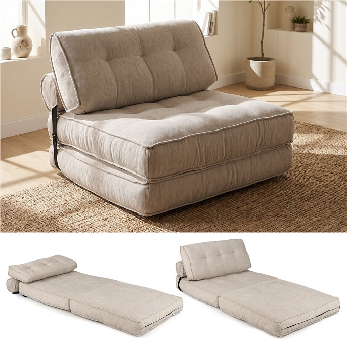 3-in-1 Folding Sofa Bed with Bolster & Pillow