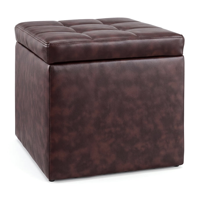 40CM Cube Ottoman, Pouffe Storage Box Lounge Seat Footstools w/Hinge Top & Bottom Feet
