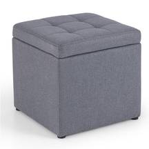 40CM Cube Ottoman, Pouffe Storage Box Lounge Seat Footstools w/Hinge Top & Bottom Feet