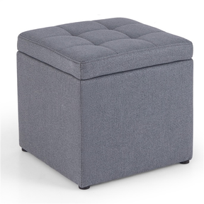 40CM Cube Ottoman, Pouffe Storage Box Lounge Seat Footstools w/Hinge Top & Bottom Feet