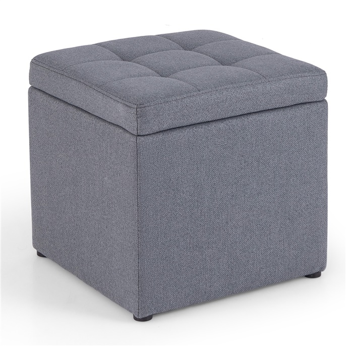 40CM Cube Ottoman, Pouffe Storage Box Lounge Seat Footstools w/Hinge Top & Bottom Feet