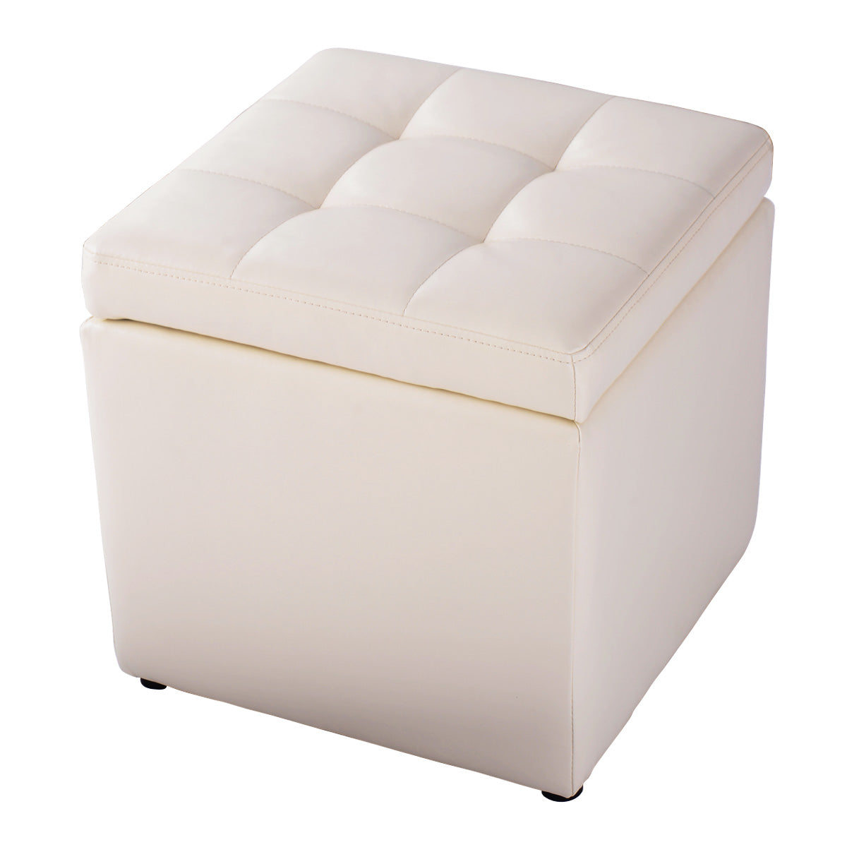 40CM Cube Ottoman, Pouffe Storage Box Lounge Seat Footstools w/Hinge Top & Bottom Feet