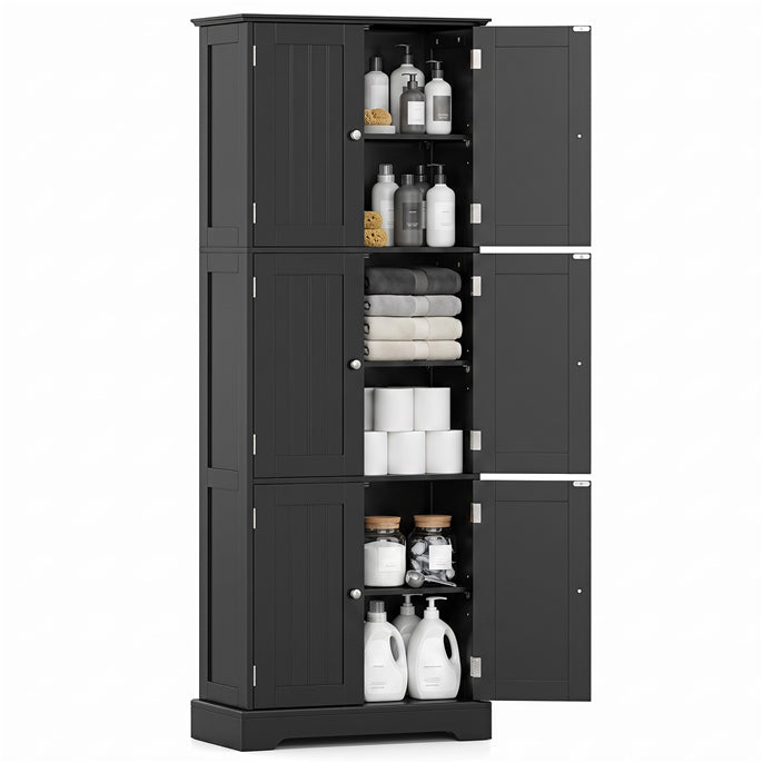 Tall Bathroom Storage Cabinet with 6 Doors, 60 x 30 x 160 CM