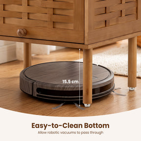 Bamboo Rattan Nightstand, Natural Side Table with Raised Edge
