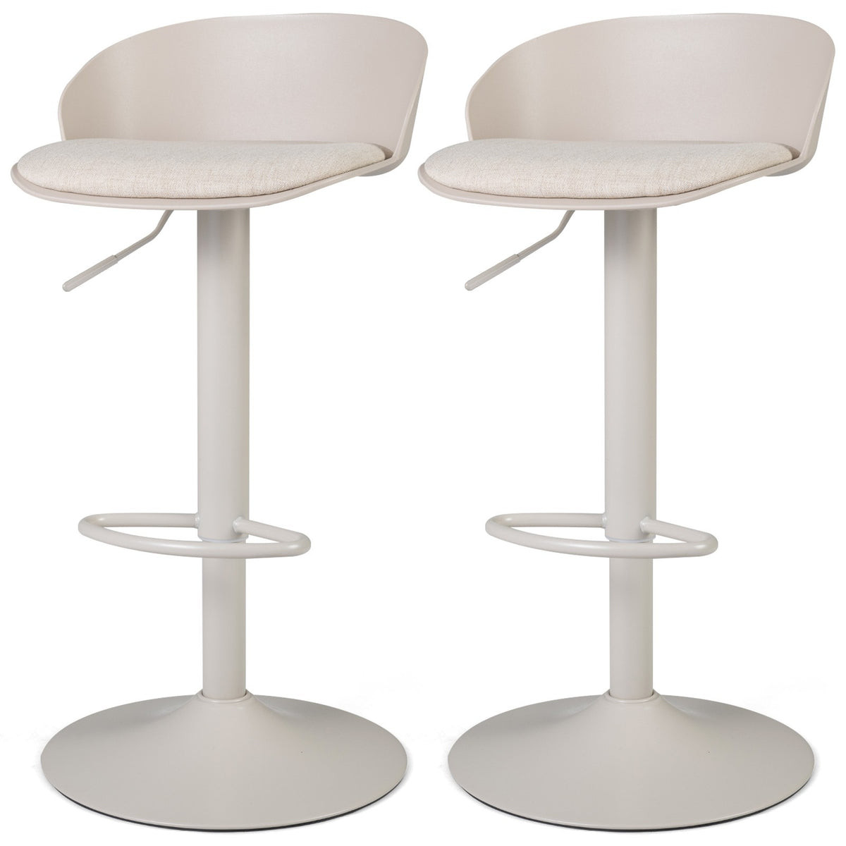 Set of 2 Adjustable Swivel Bar Stools w/ Back & Footrest, Loads 150 kg Each