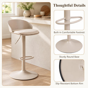 Set of 2 Adjustable Swivel Bar Stools w/ Back & Footrest, Loads 150 kg Each